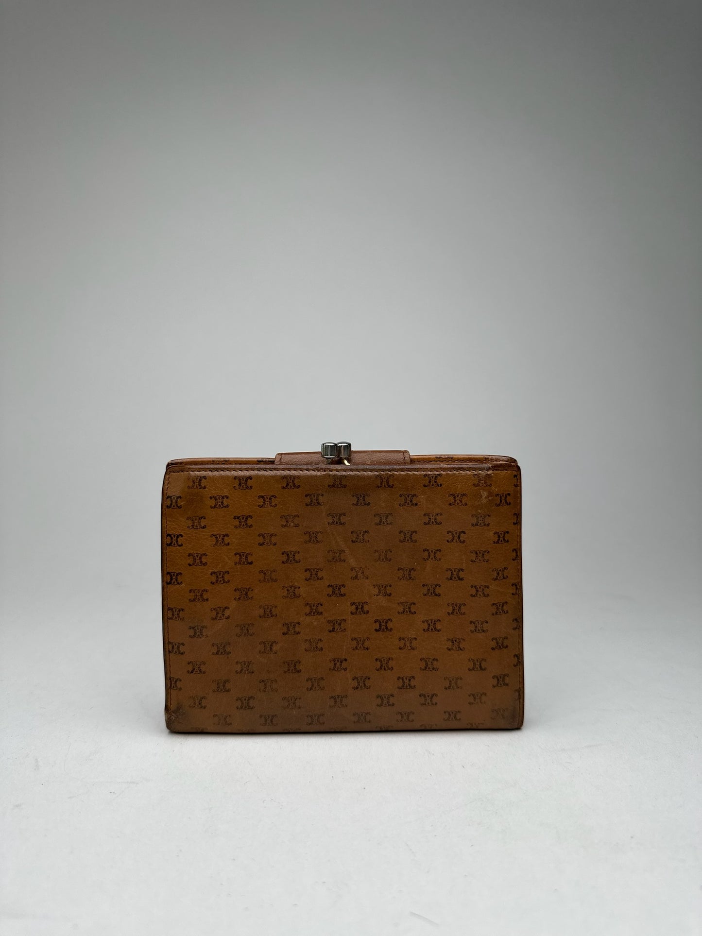 Vintage Celine Paris Monogram Leather wallet brown