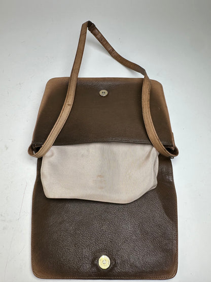 Vintage Givenchy 4G Logo Grained Leather Crossbody Bag Tan