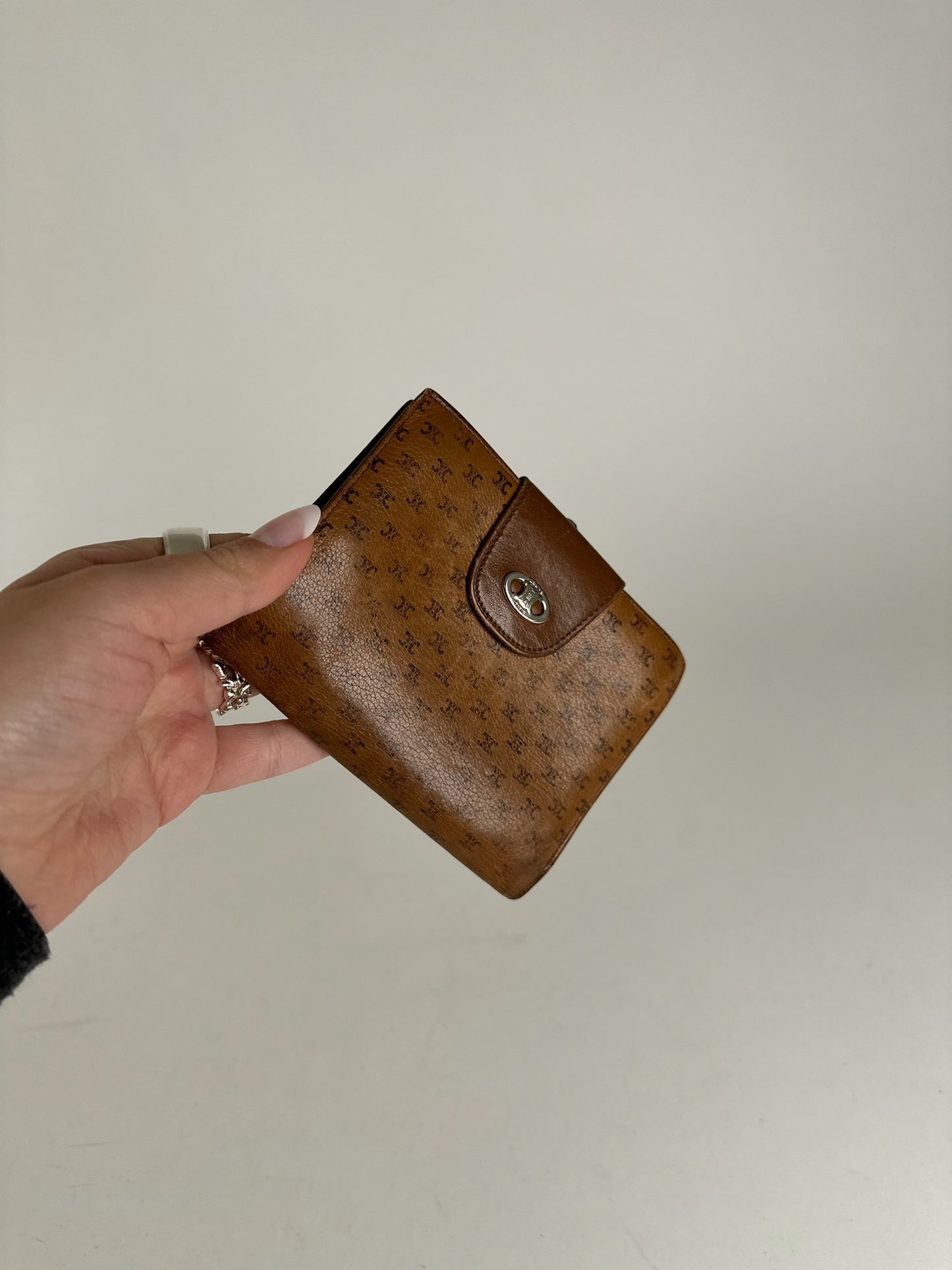 Vintage Celine Paris Monogram Leather wallet brown