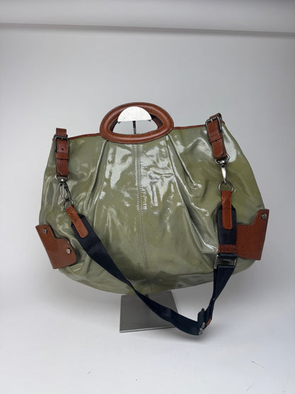 Sac vintage Marni 2Way en cuir verni vert marron