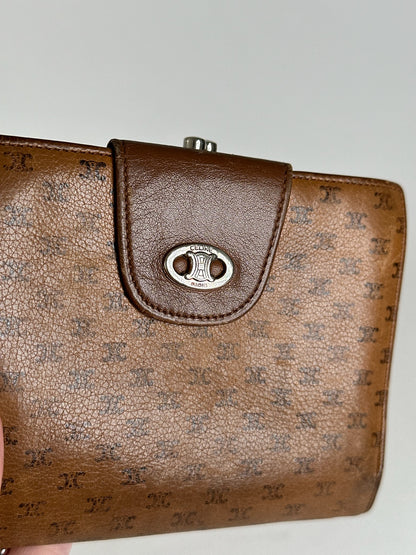 Vintage Celine Paris Monogram Leather wallet brown