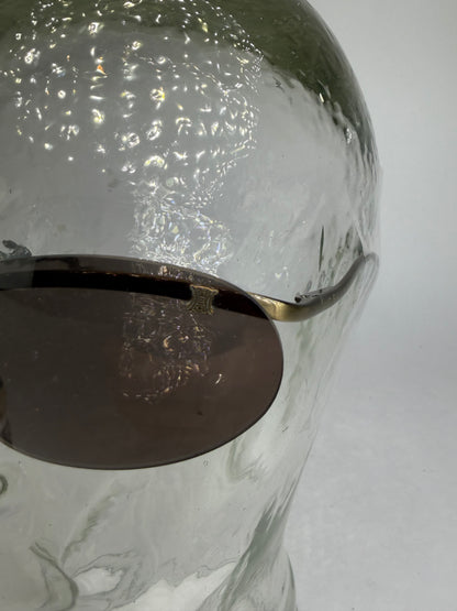 Vintage Celine Triomphe Metal Sunglasses Late 1990s Black Gold
