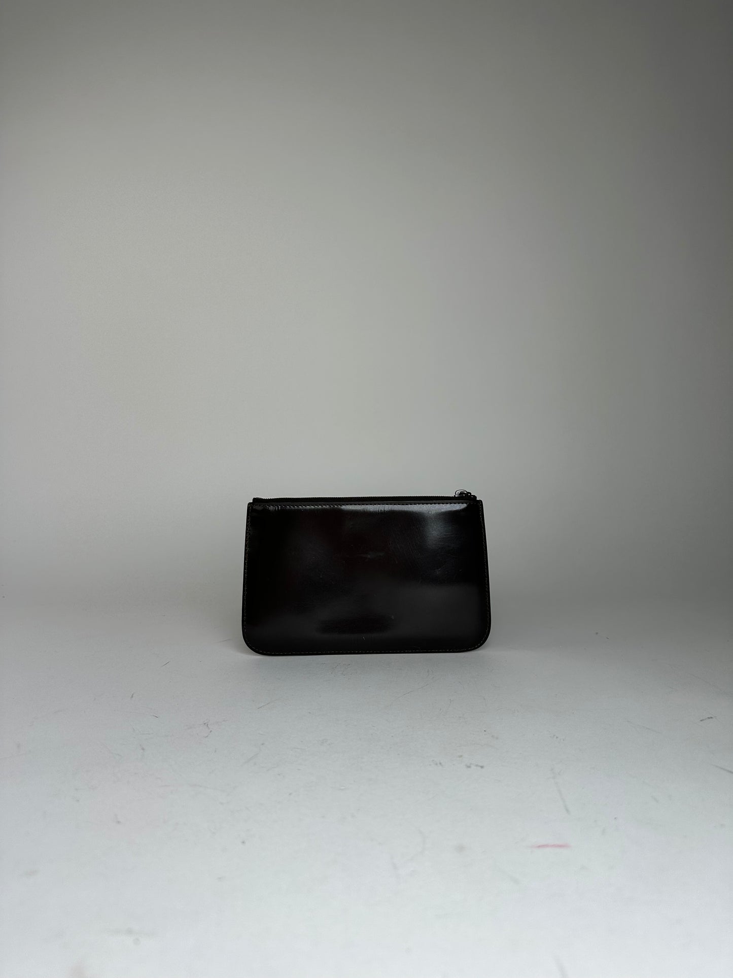 Vintage Celine Pony Hair and Patent Leather Zip Pouch Brown