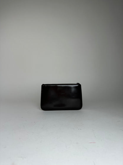 Vintage Celine Pony Hair and Patent Leather Zip Pouch Brown