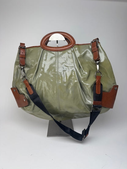 Sac vintage Marni 2Way en cuir verni vert marron