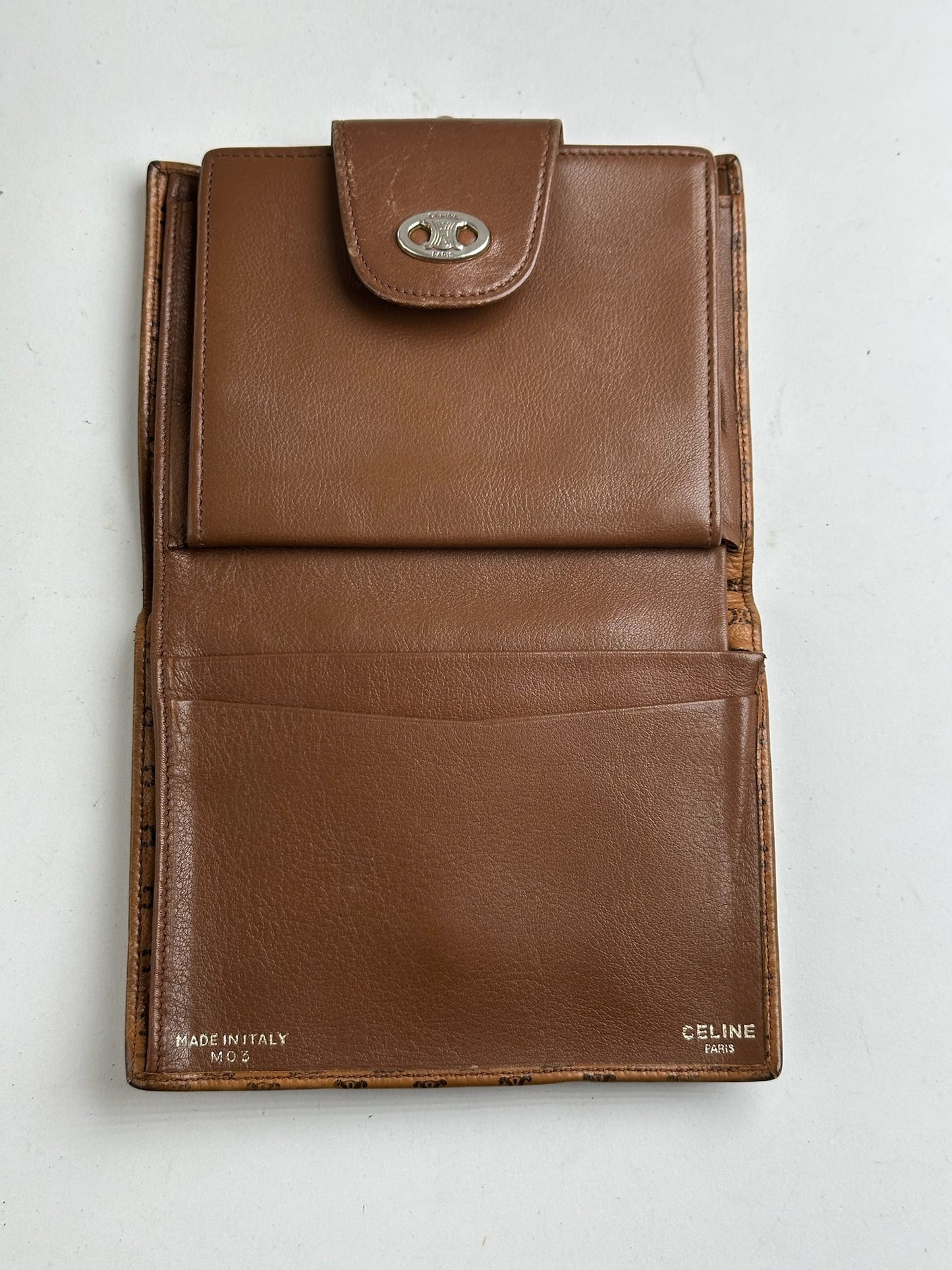 Vintage Celine Paris Monogram Leather wallet brown