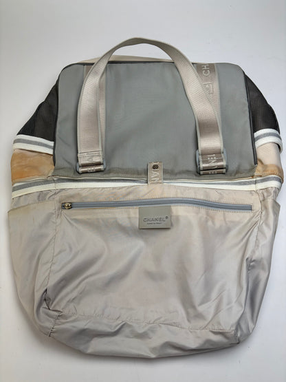 Vintage Chanel Sport Line Nylon Tote c. 2005–2006 Grey Beige Black