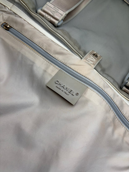 Vintage Chanel Sport Line Nylon Tote c. 2005–2006 Grey Beige Black