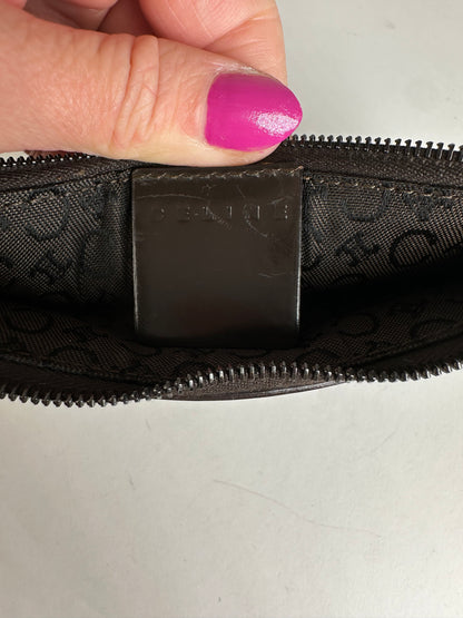 Vintage Celine Pony Hair and Patent Leather Zip Pouch Brown