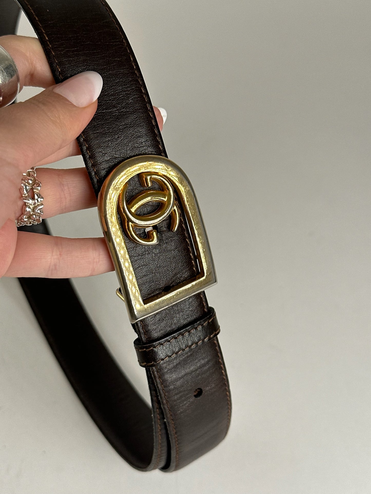 Vintage Gucci GG leather belt brown