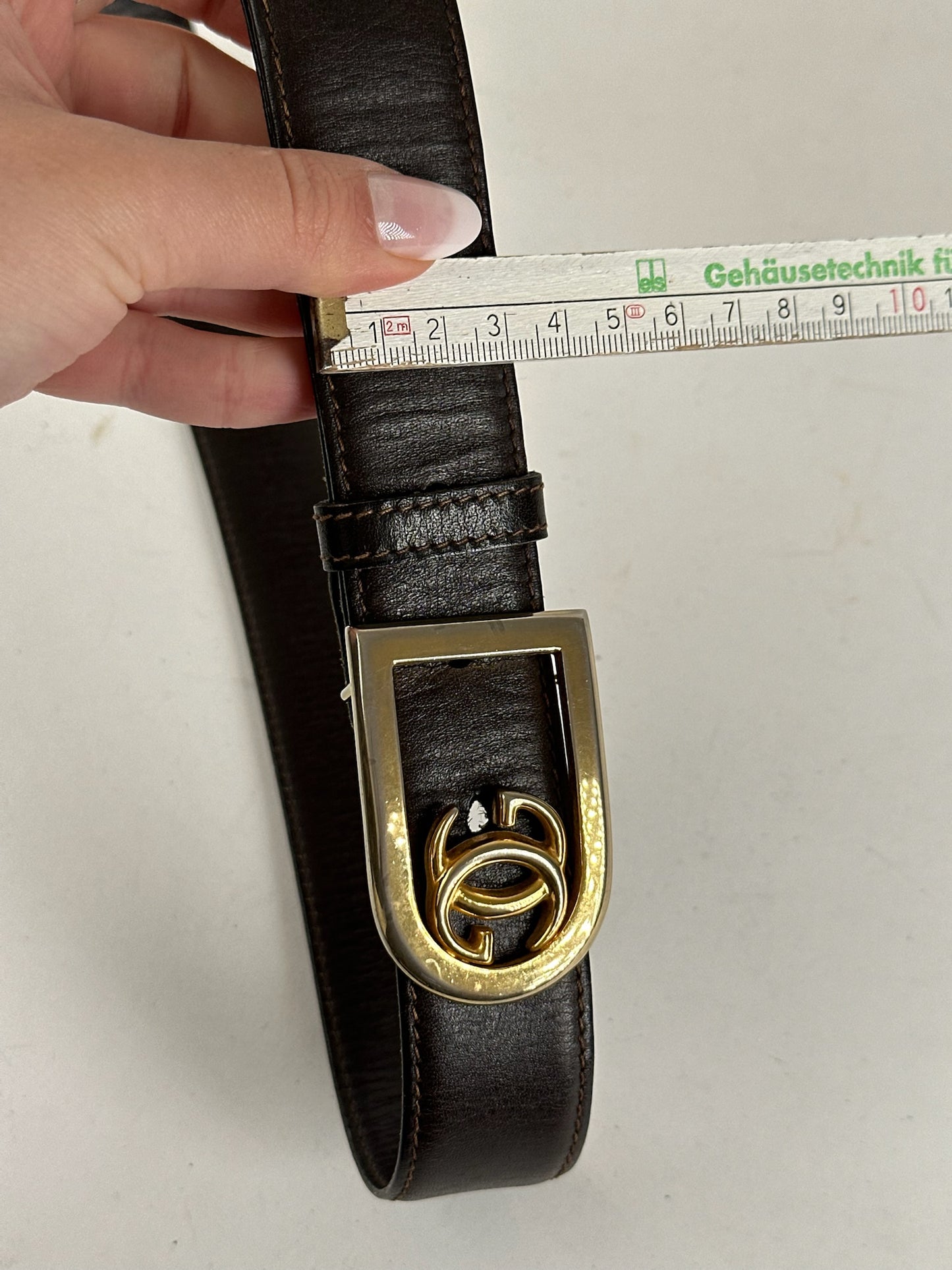 Vintage Gucci GG leather belt brown
