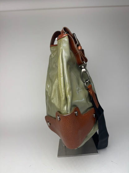 Sac vintage Marni 2Way en cuir verni vert marron