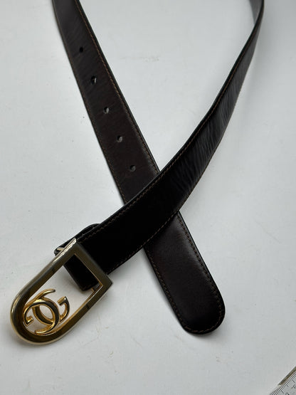 Vintage Gucci GG leather belt brown