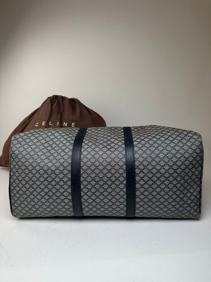 Vintage Celine Paris Triomphe Monogram Duffel Bag Grey Navy Black