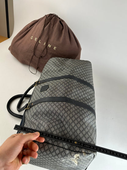 Vintage Celine Paris Triomphe Monogram Duffel Bag Grey Navy Black