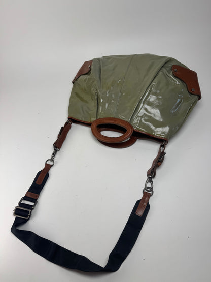 Sac vintage Marni 2Way en cuir verni vert marron