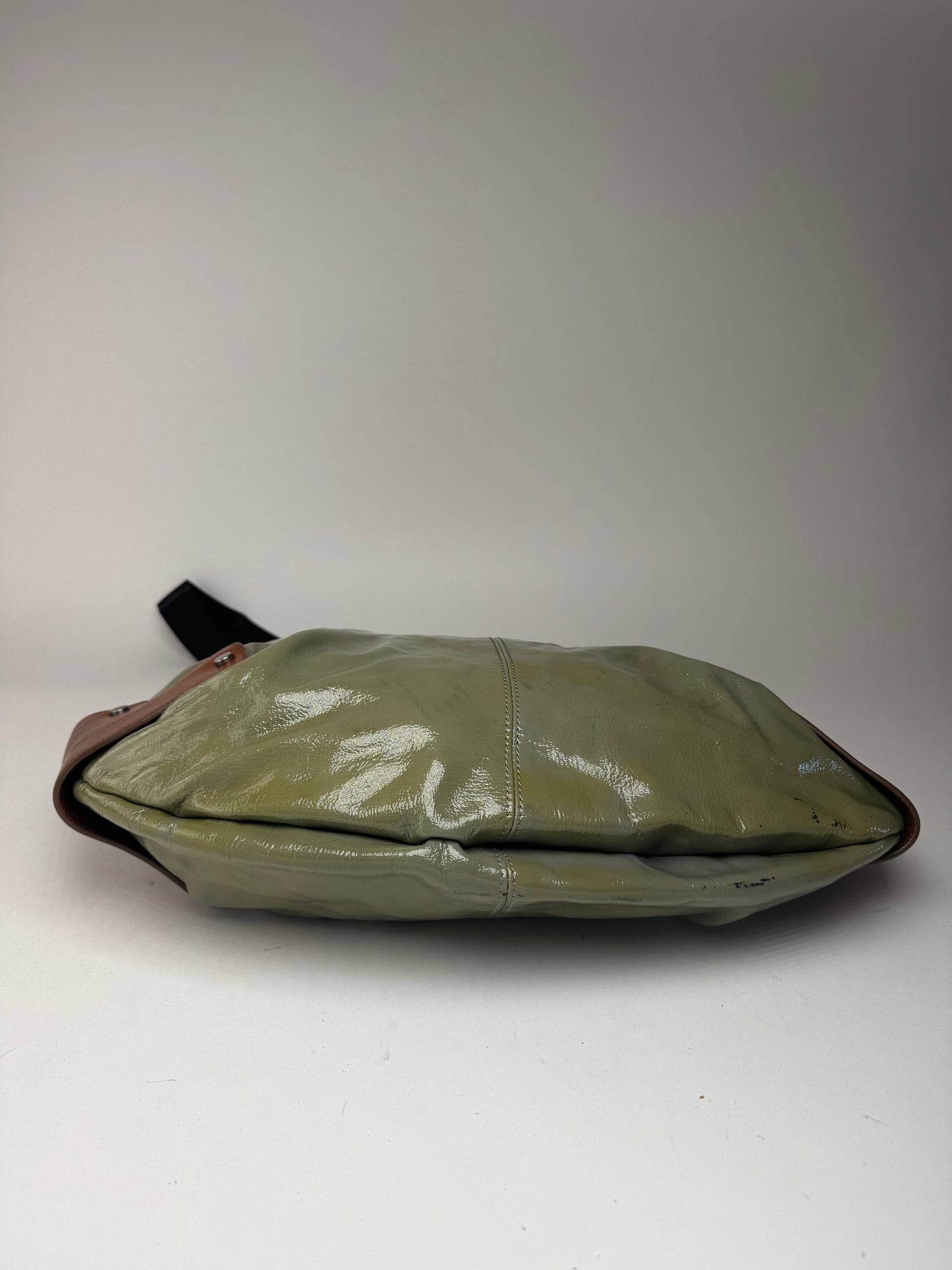 Sac vintage Marni 2Way en cuir verni vert marron