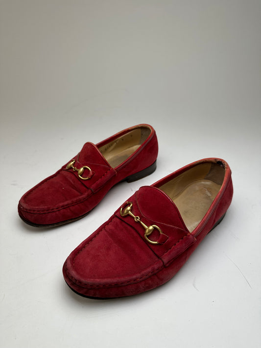 Vintage Gucci Horsebit Suede Loafer Red 36,5