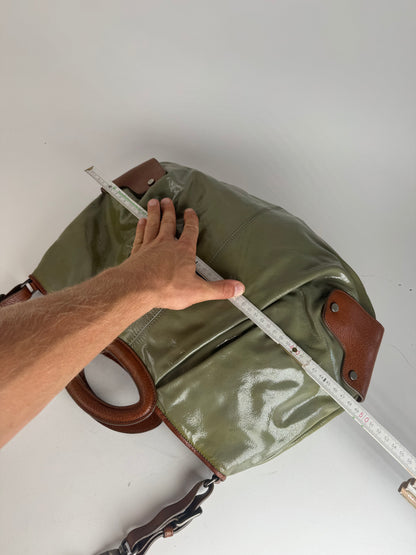 Sac vintage Marni 2Way en cuir verni vert marron