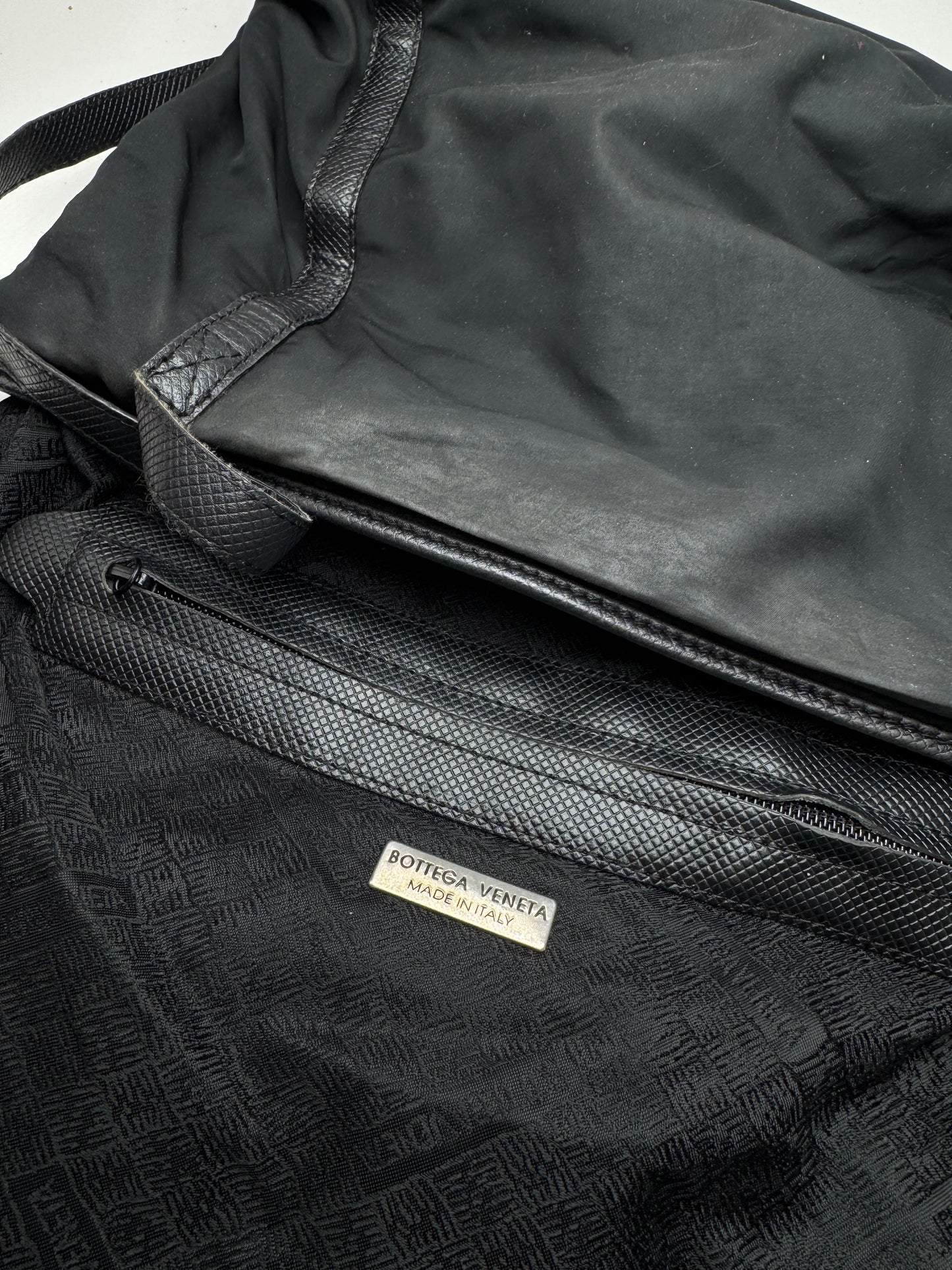 Sac vintage en cuir et coton Bottega Veneta noir