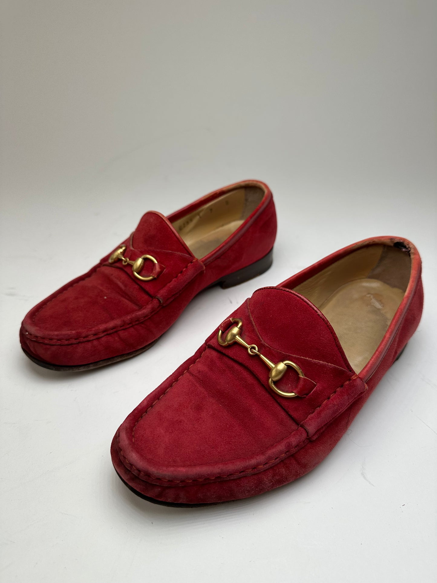 Vintage Gucci Horsebit Suede Loafer Red 36,5