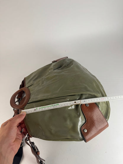 Sac vintage Marni 2Way en cuir verni vert marron