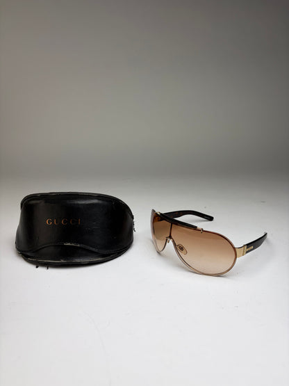Vintage Gucci Acetate Sunglasses Late 1990s Black Gold