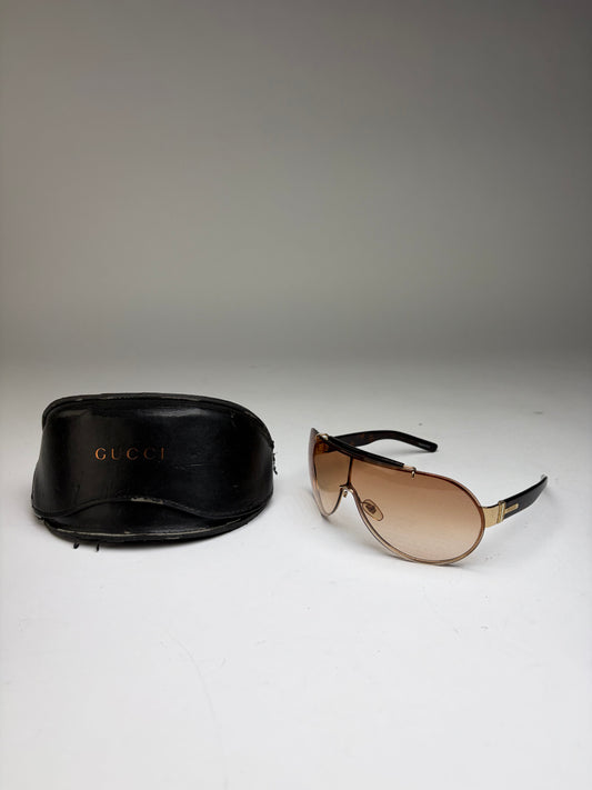 Vintage Gucci Acetate Sunglasses Late 1990s Black Gold
