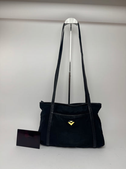 Sac vintage en cuir et coton Bottega Veneta noir