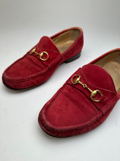 Vintage Gucci Horsebit Suede Loafer Red 36,5