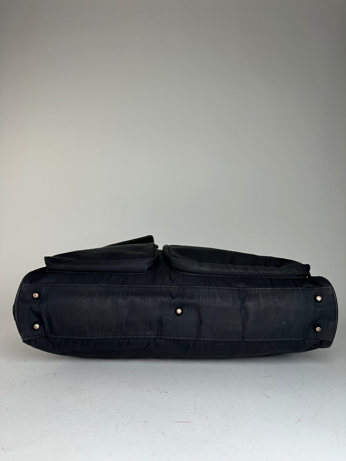 Vintage Burberry Black Label Embossed Check Nylon Briefcase Black
