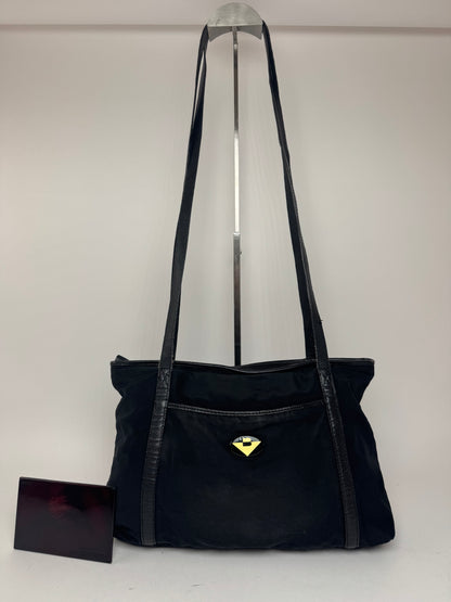 Sac vintage en cuir et coton Bottega Veneta noir