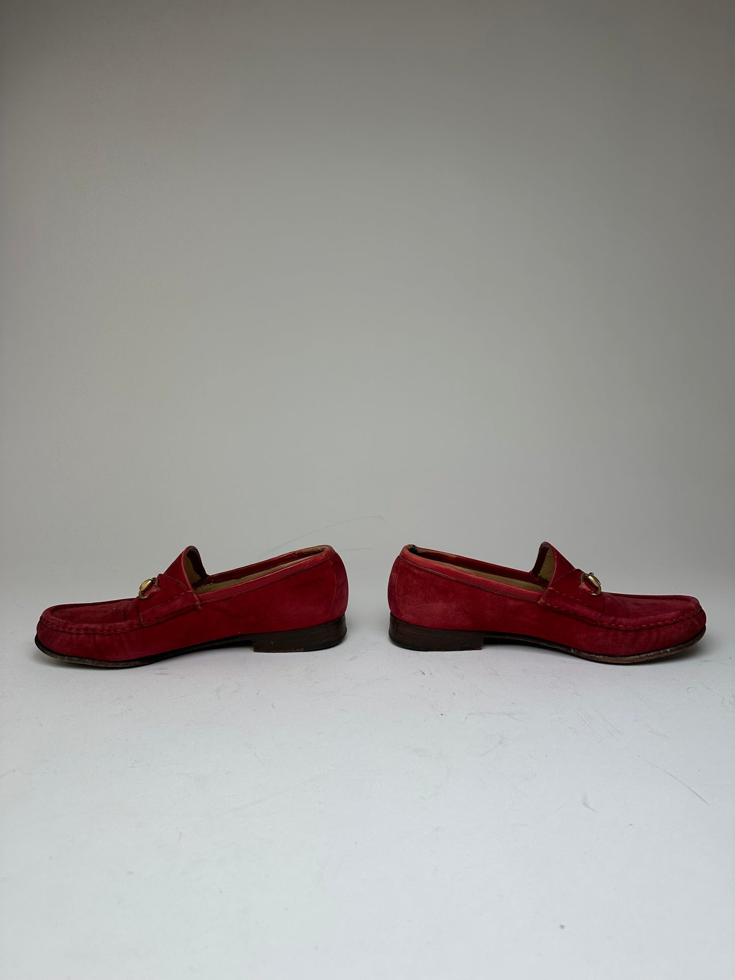 Vintage Gucci Horsebit Suede Loafer Red 36,5