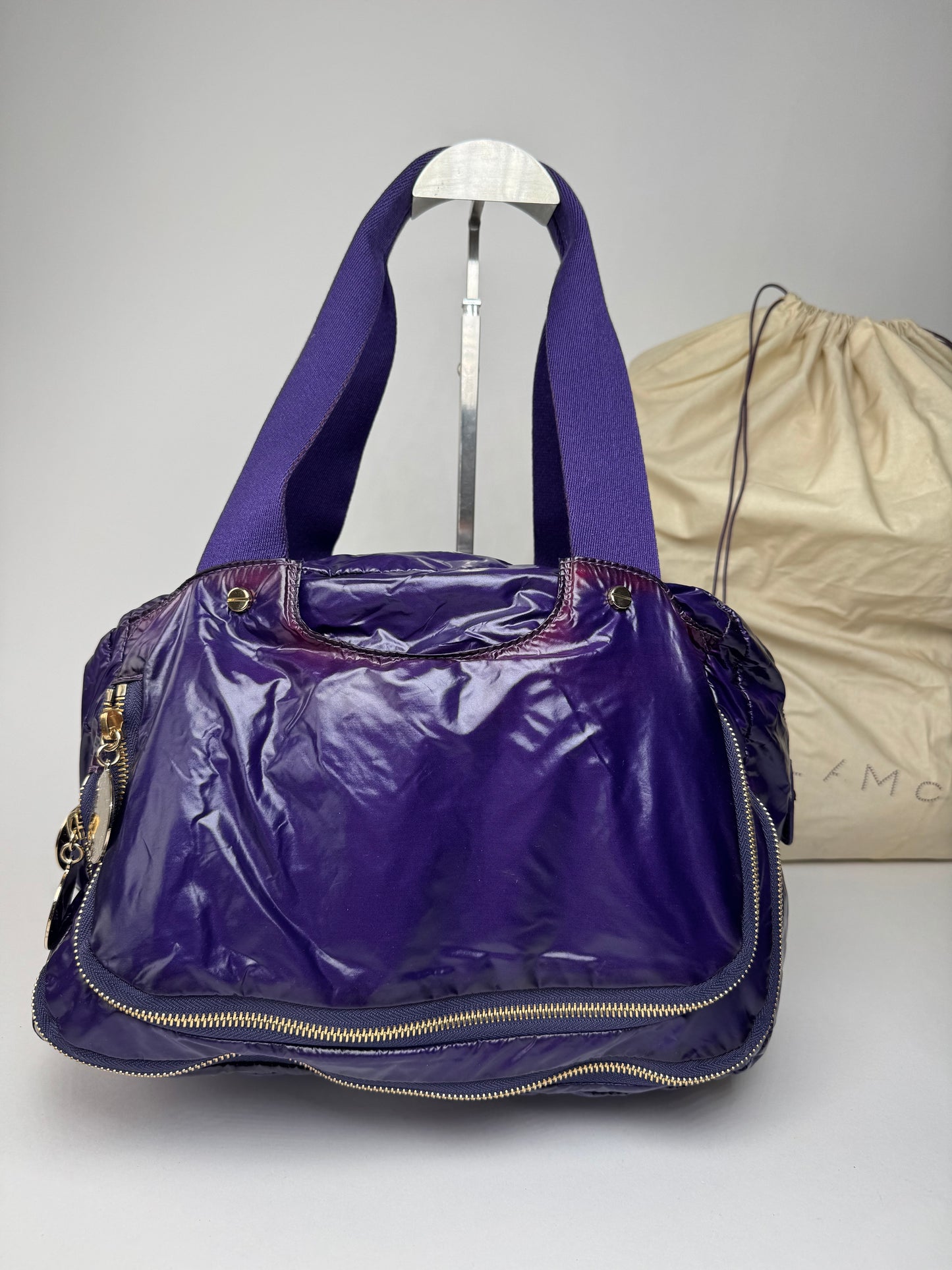 Vintage Stella Mc Cartney Vegan Patent Leather Handbag purple