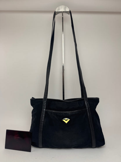 Sac vintage en cuir et coton Bottega Veneta noir