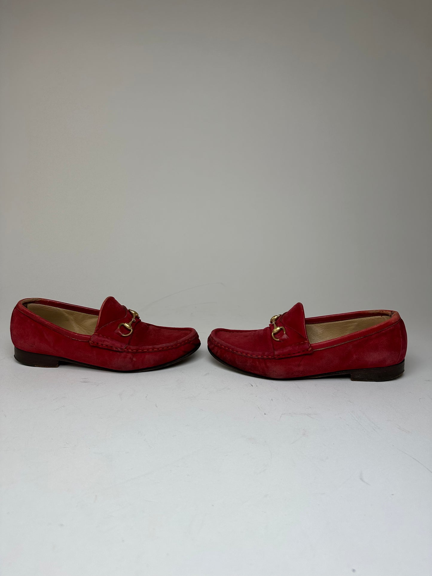 Vintage Gucci Horsebit Suede Loafer Red 36,5