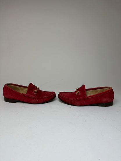 Vintage Gucci Horsebit Suede Loafer Red 36,5