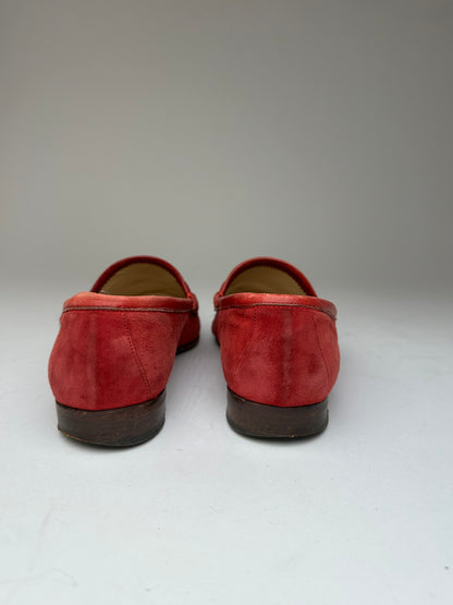 Vintage Gucci Horsebit Suede Loafer Red 36,5
