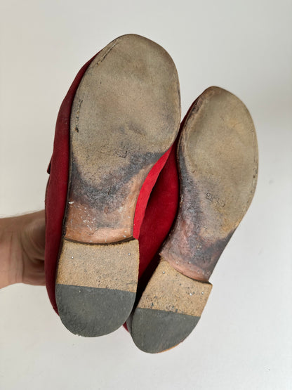Vintage Gucci Horsebit Suede Loafer Red 36,5