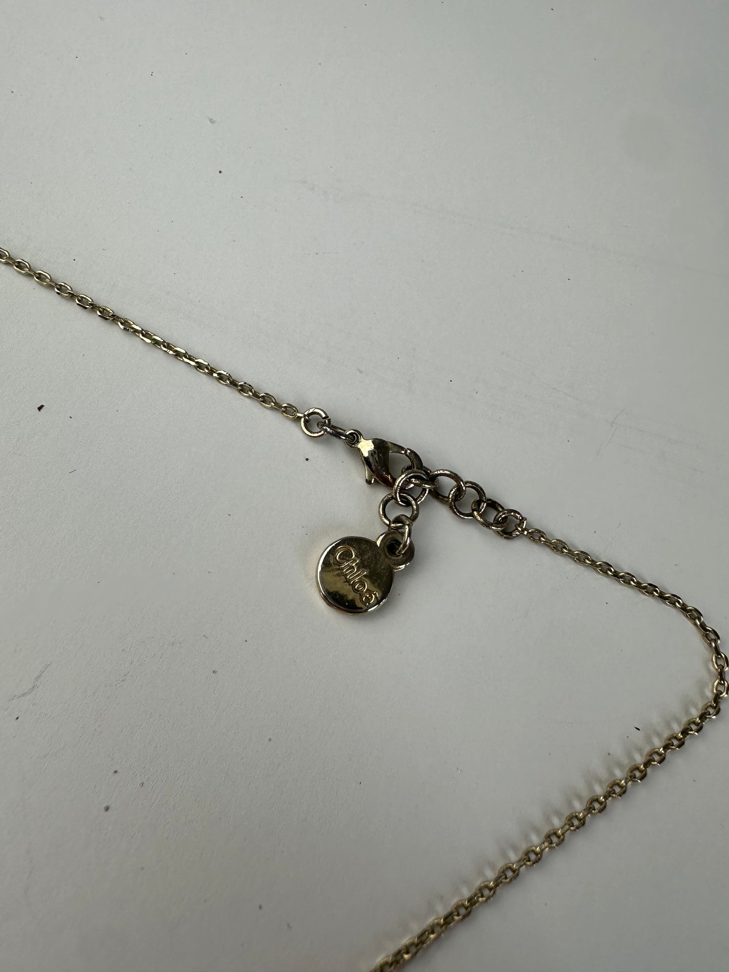 Vintage Chloé Leather Detail Necklace Gold Black