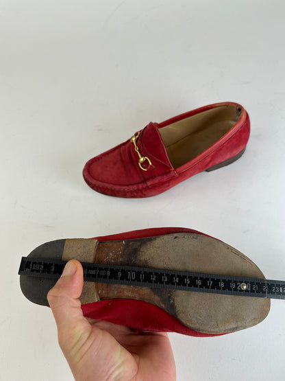 Vintage Gucci Horsebit Suede Loafer Red 36,5