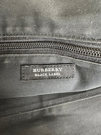 Vintage Burberry Black Label Embossed Check Nylon Briefcase Black