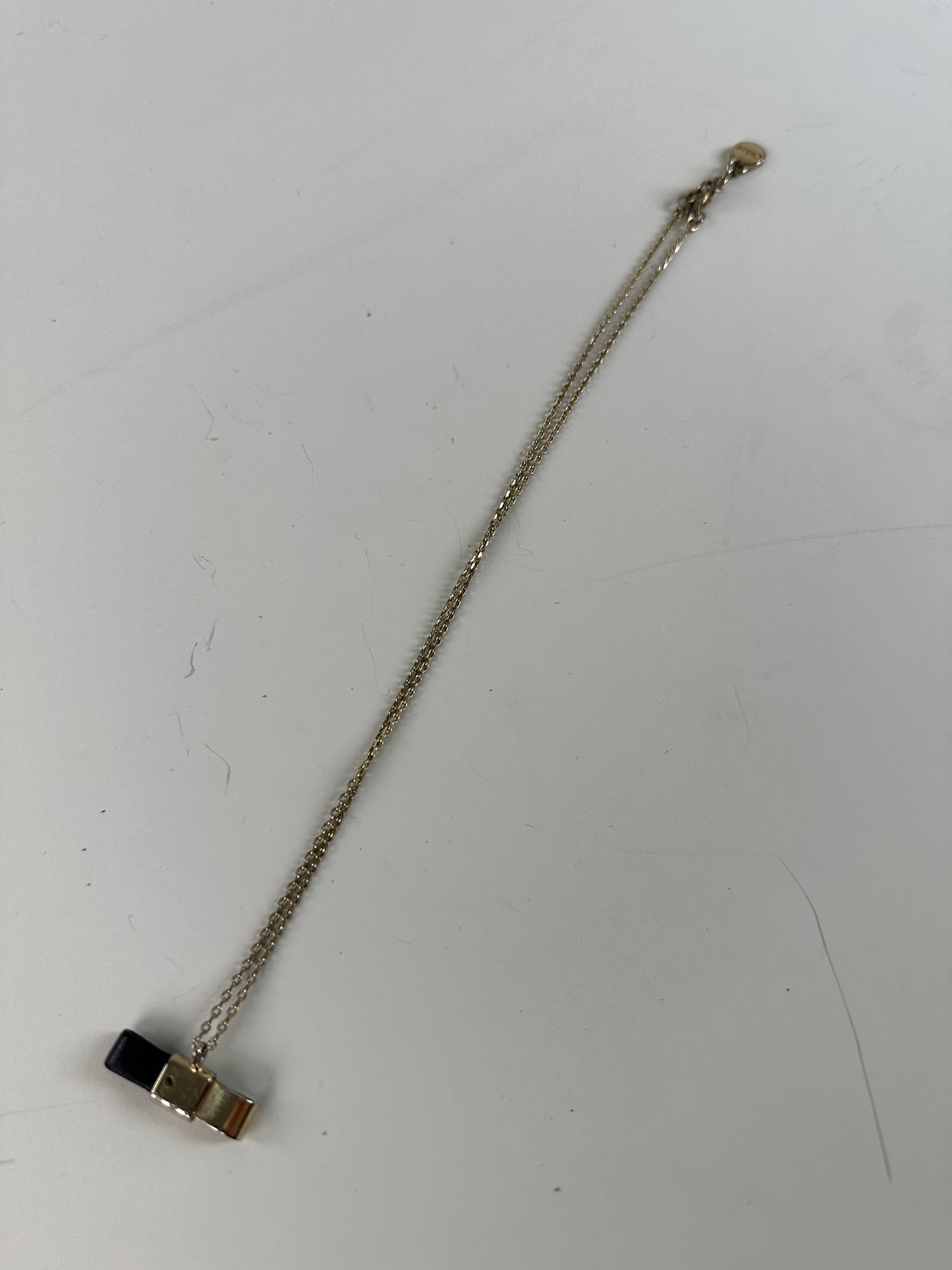 Vintage Chloé Leather Detail Necklace Gold Black