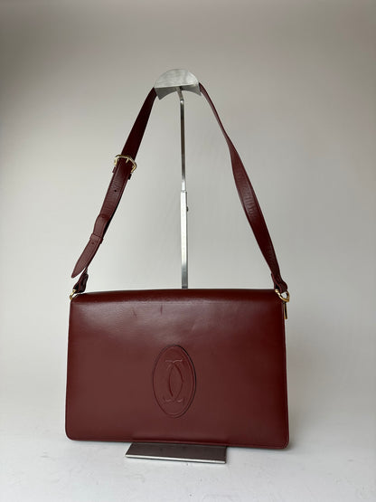 Vintage Cartier Leather Multiway Bag Burgundy