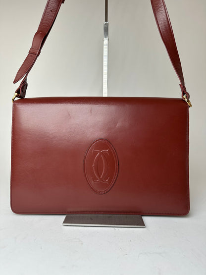 Vintage Cartier Leather Multiway Bag Burgundy
