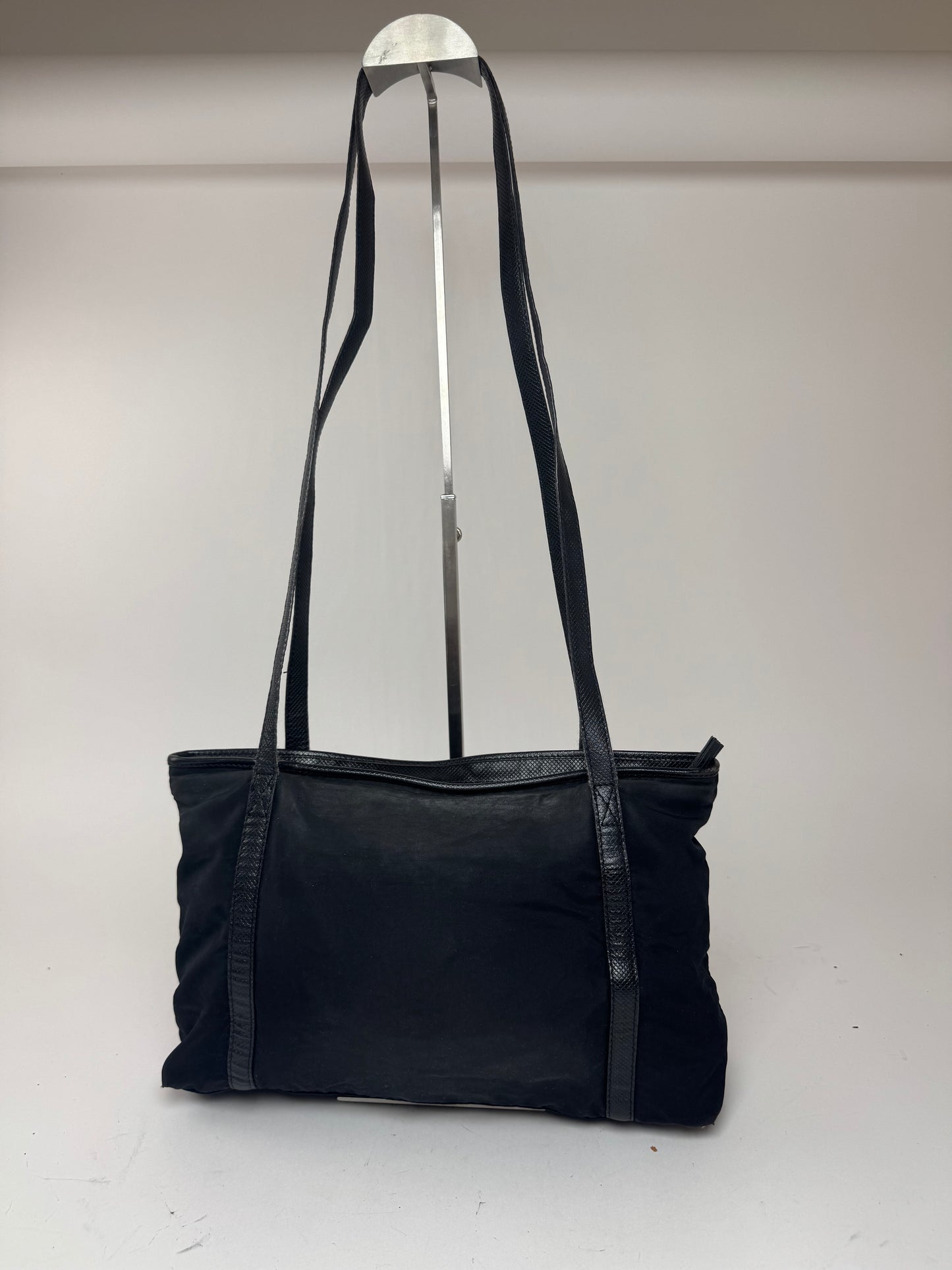 Sac vintage en cuir et coton Bottega Veneta noir