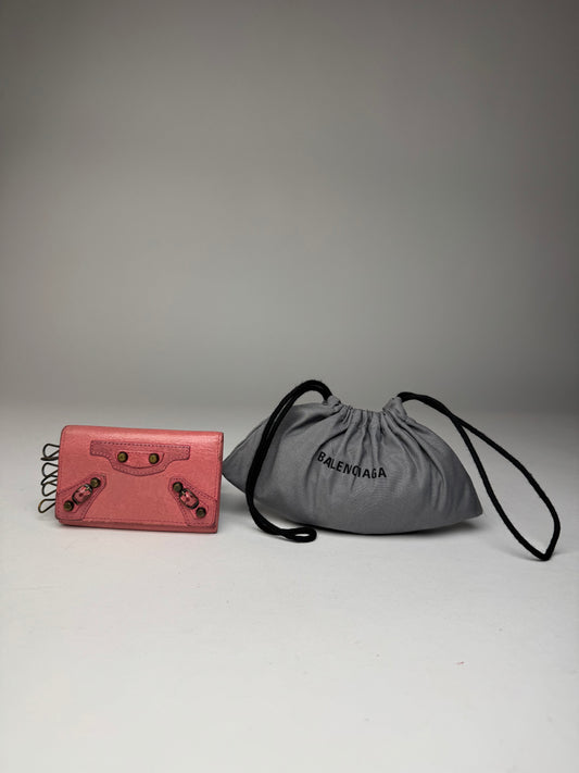 Vintage Balenciaga City Design Leather Key Holder Pink