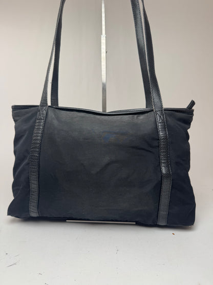 Sac vintage en cuir et coton Bottega Veneta noir