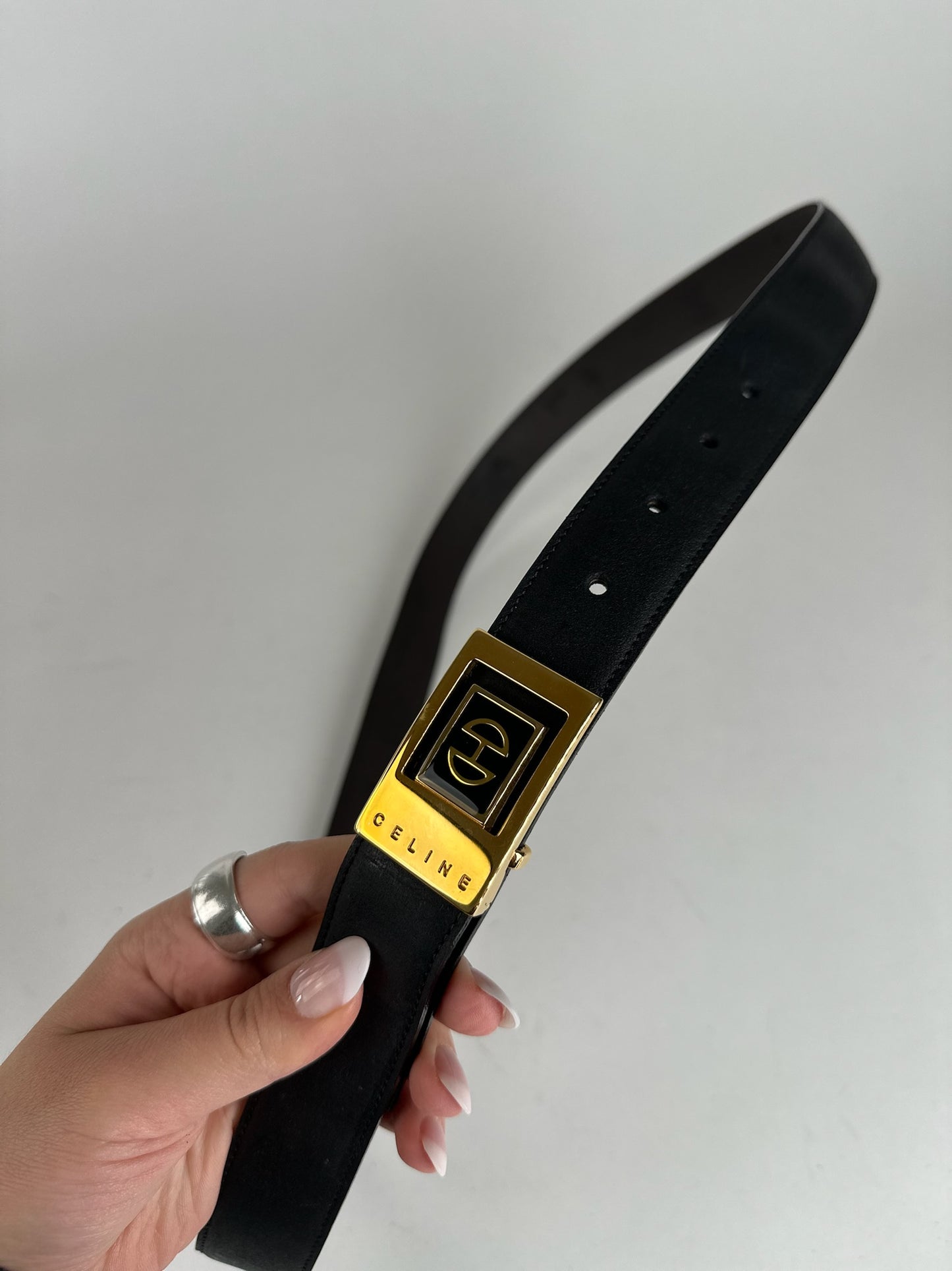 Vintage Celine Paris Leather belt black