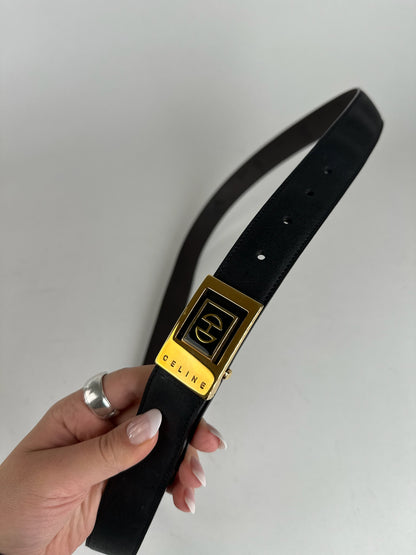 Vintage Celine Paris Leather belt black
